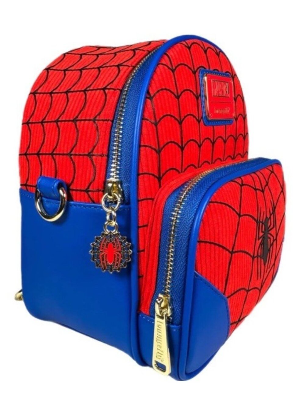 Loungefly Marvel Spider-Man Convertible Corduroy Mini Backpack & Coin Purse NWT - Picture 4 of 8
